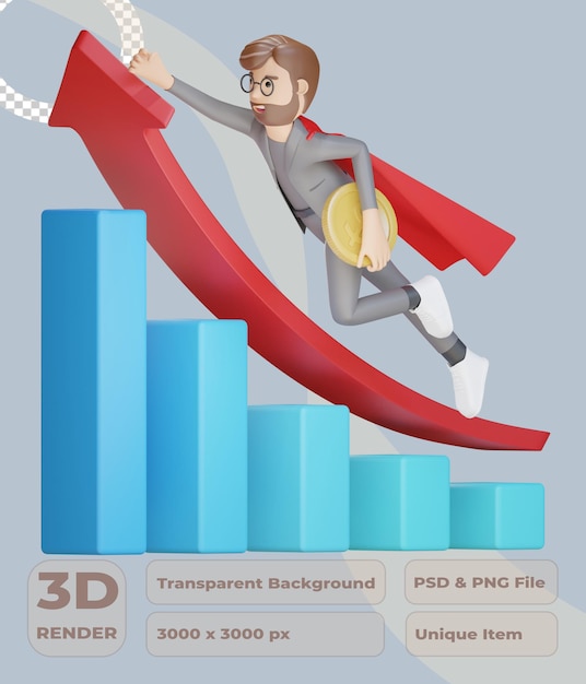 3 d の実業家の文字金融の増加