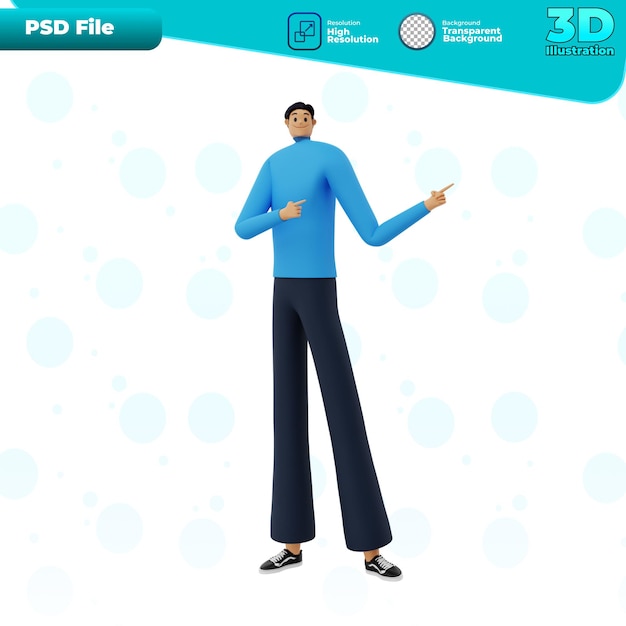 PSD 3d иллюстрация персонажа бизнесмена