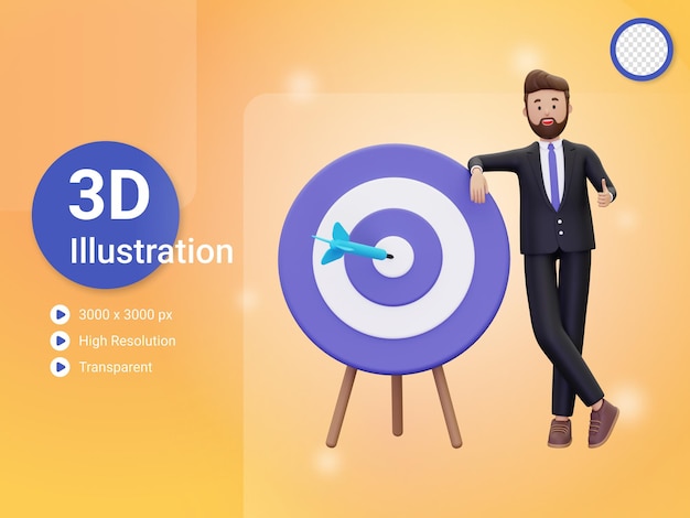 3d Businessman doing business target