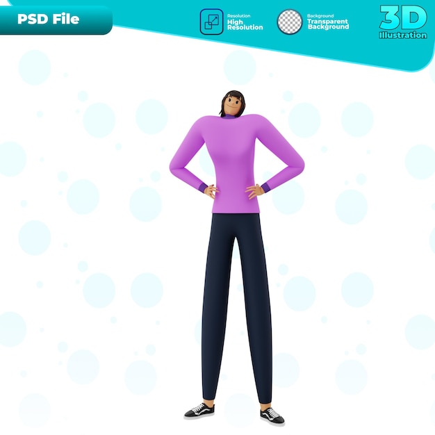 PSD 3d иллюстрация персонажа бизнесвумен