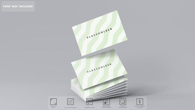 3d bussiness card sharp corner mockup rendering isolated