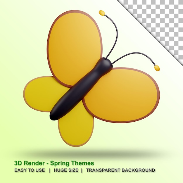 PSD 3d butterfly illustration with transparent background