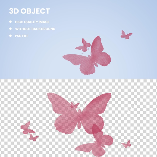 PSD 3 d の蝶の水彩画