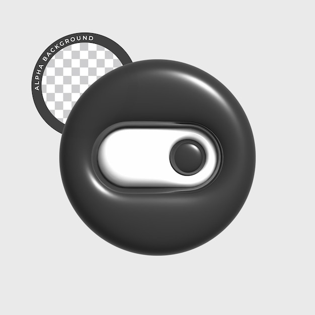 PSD 3d on button icon on black concept. isolated icon.