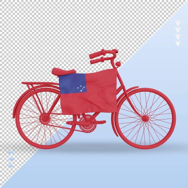 PSD 3d-bycycle dag samoa vlag rendering vooraanzicht
