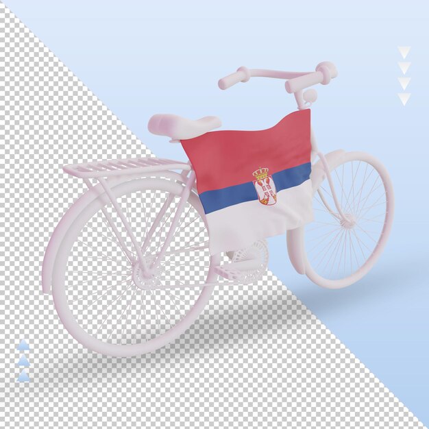 3d-bycycle dag servië vlag weergave linker weergave