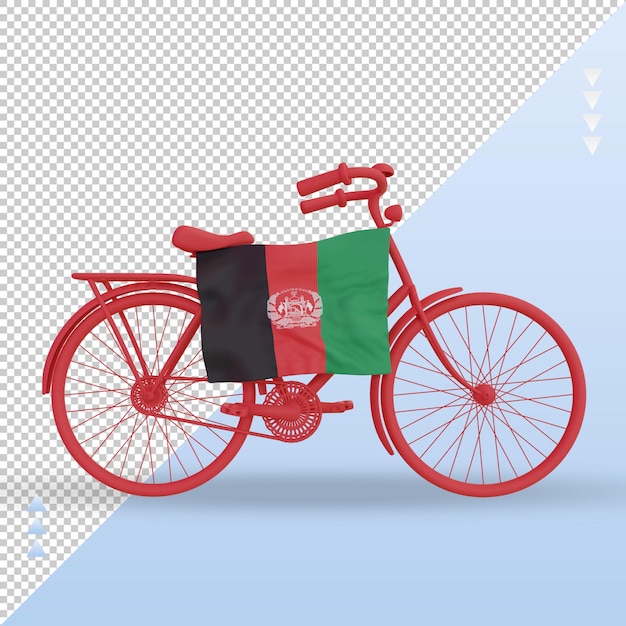 3d bycycle day Afghanistan flag rendering front view