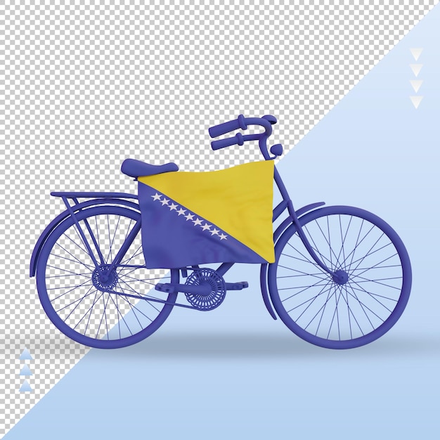 3d bycycle day bosnia and herzegovina flag rendering front view