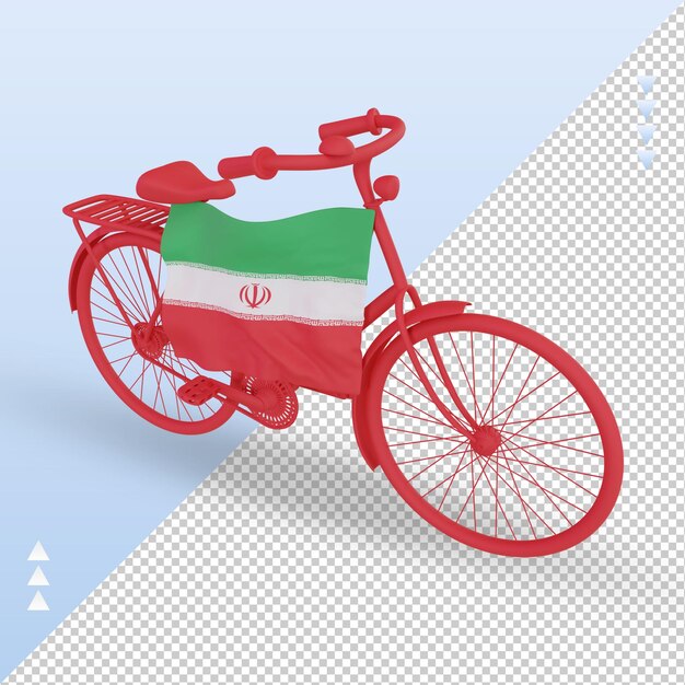 3d bycycle day Iran flag rendering right view