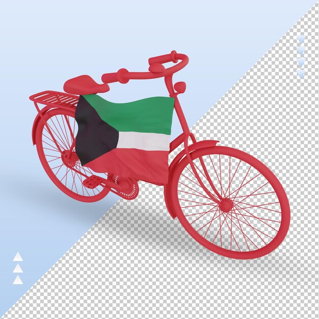 3d bycycle day Kuwait flag rendering right view