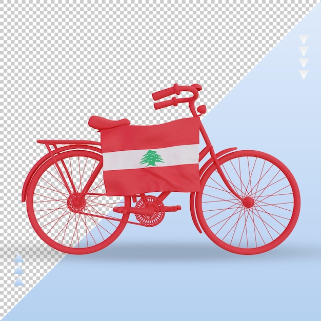 PSD 3d bycycle day lebanon flag rendering front view