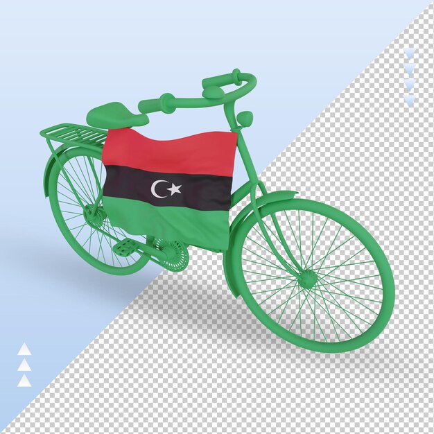 PSD 3d велосипедный день ливия визуализация флага справа вид