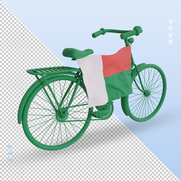 3d bycycle day Madagascar flag rendering left view