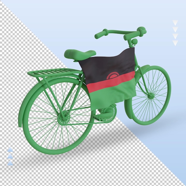 PSD 3d bycycle day rendering della bandiera del malawi vista a sinistra
