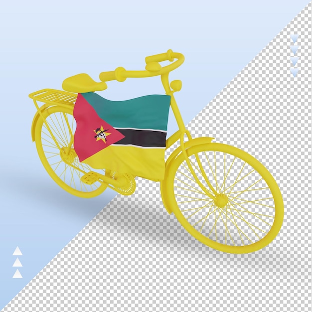 3d Bycycle Day 모잠비크 플래그 렌더링 오른쪽 보기