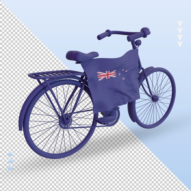 3d bycycle day new zealand flag rendering left view