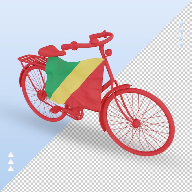 3d bycycle day Republic Congo flag rendering right view