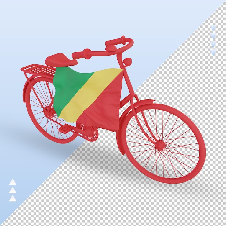PSD 3d bycycle day republic congo flag rendering right view