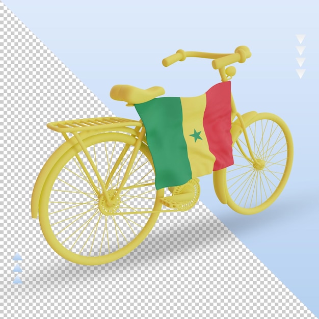 3d giorno in bicicletta rendering della bandiera del senegal vista a sinistra