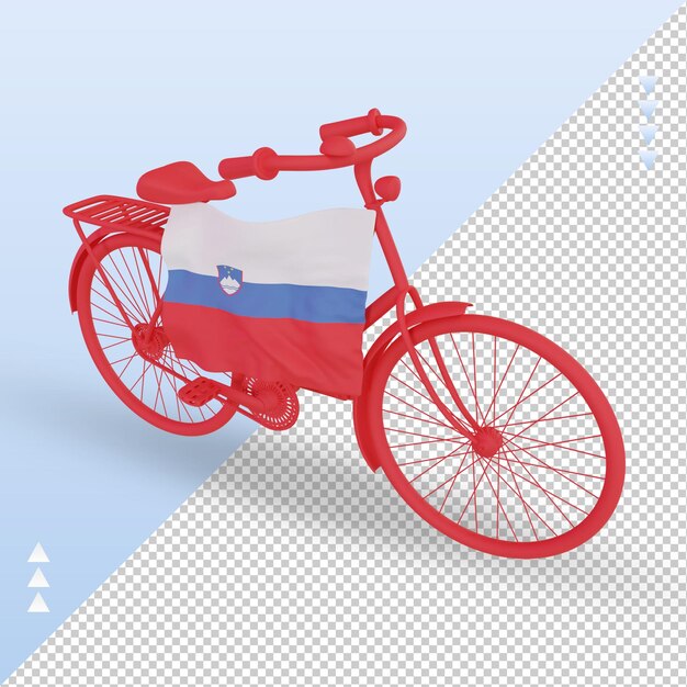 PSD 3dbycycle日スロベニアの国旗レンダリング右ビュー