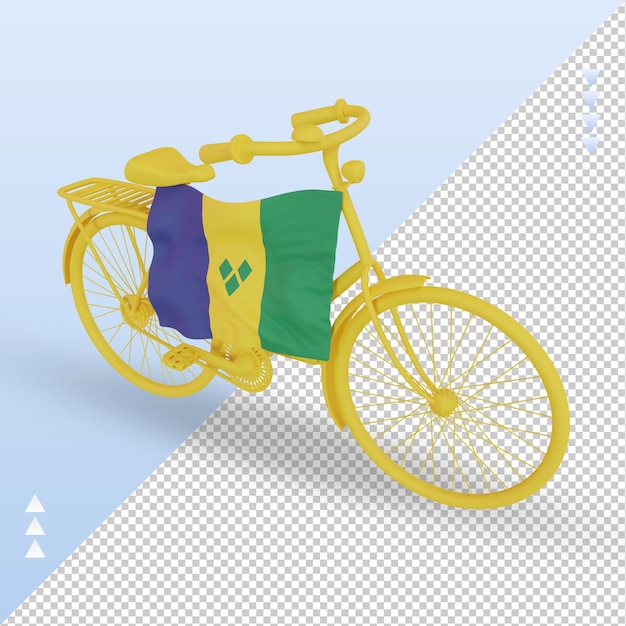 3d bycycledayセントビンセントおよびグレナディーン諸島の旗のレンダリングの右側面図