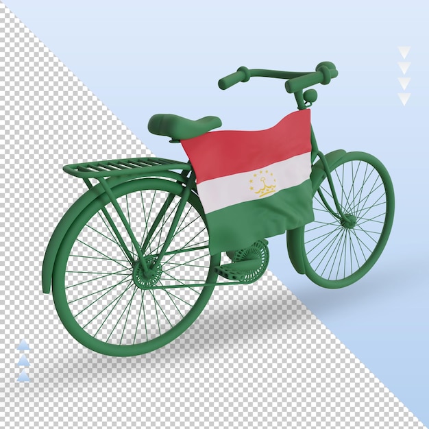 3d bycycle day Tajikistan flag rendering left view