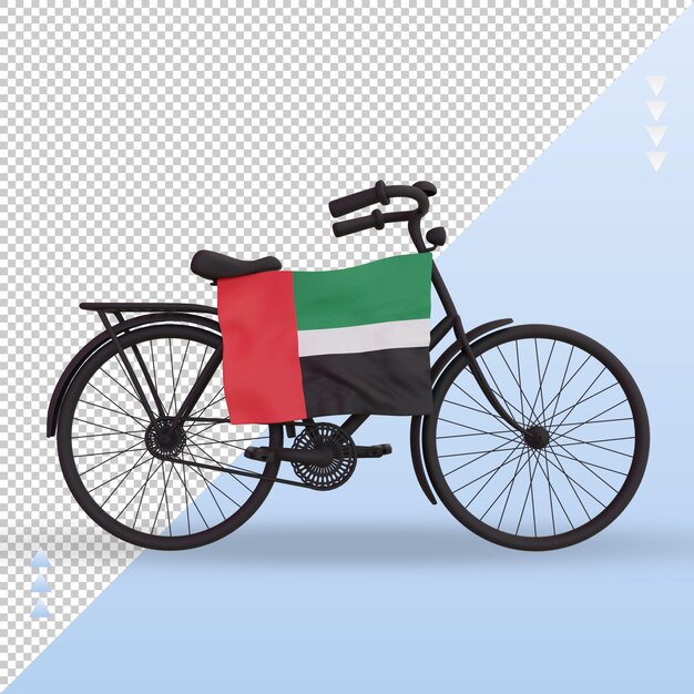 3d bycycle day United Arab Emirates flag rendering front view