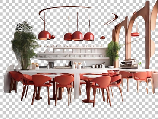 PSD 3d of cafe on white background