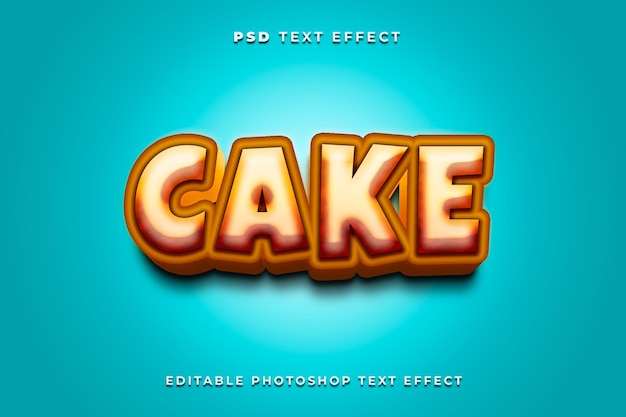 Modello di effetto testo torta 3d con sfondo blu