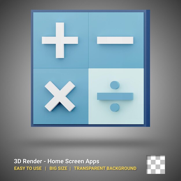 PSD 3d calculator icon illustration with isolated design