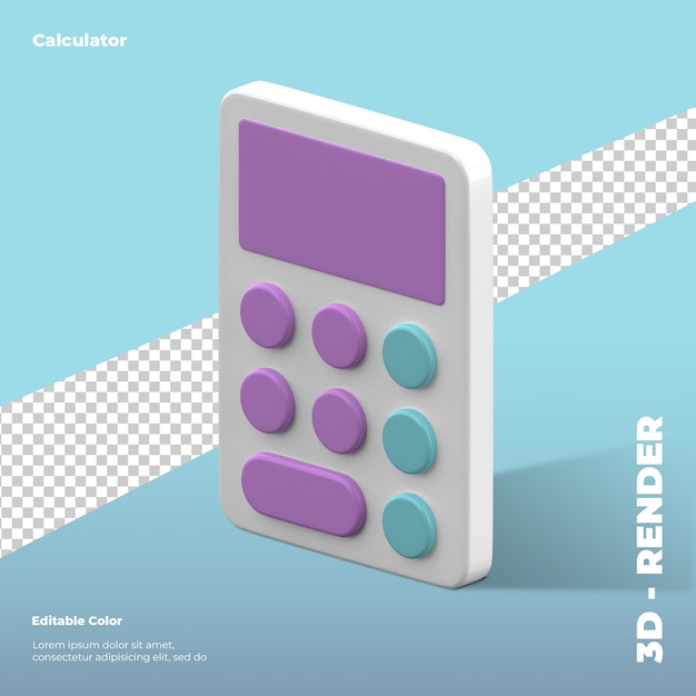 PSD 3d calculator icon rendering isolated