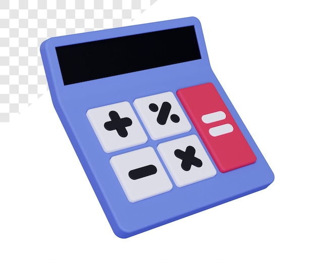 3d calculator with five big buttons rendering isolated