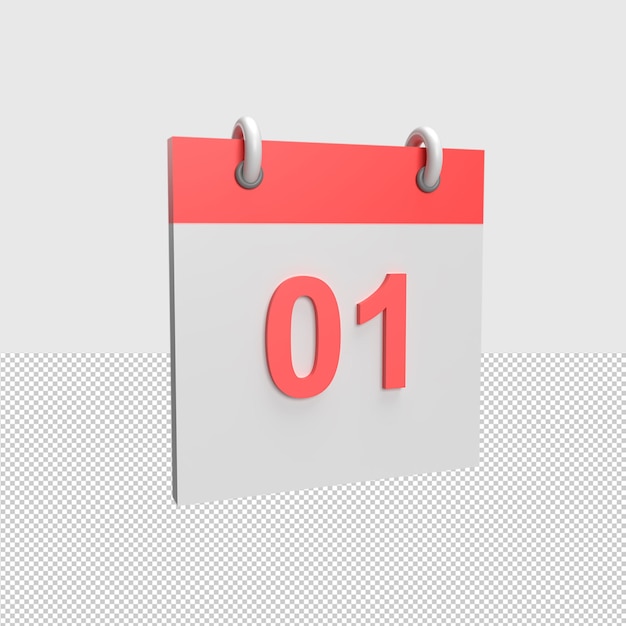 3d calendar date 1 rendered object illustration