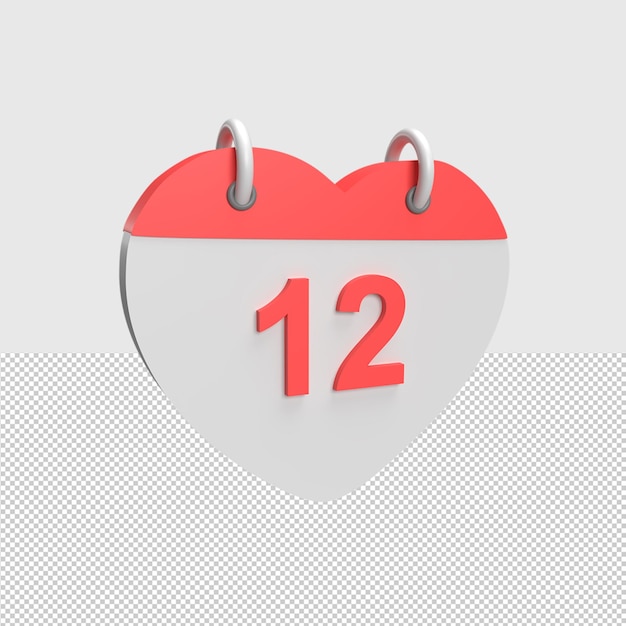 PSD 3d calendar date 12 rendered object illustration