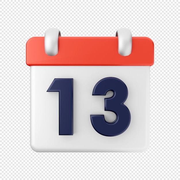 PSD 3d calendar date 13 icon illustration