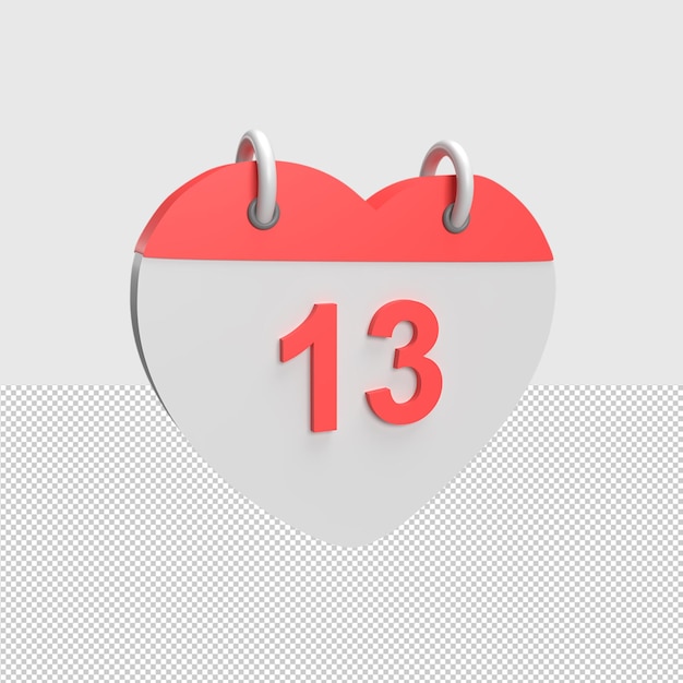 PSD 3d calendar date 13 rendered object illustration