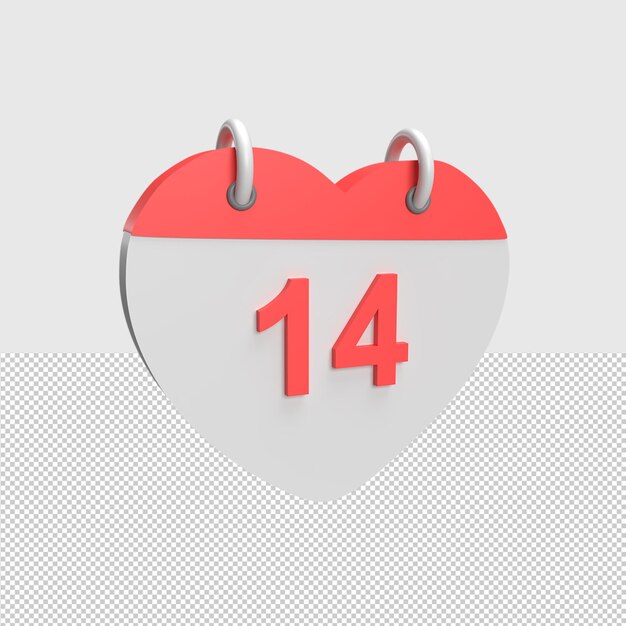 3D calendar date 14 Rendered object illustration