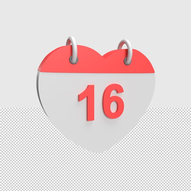 3D calendar date 16 Rendered object illustration