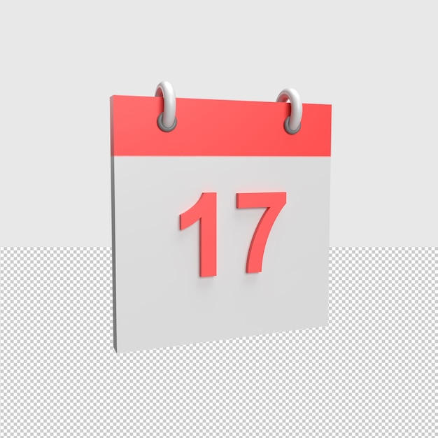 PSD 3d calendar date 17 rendered object illustration