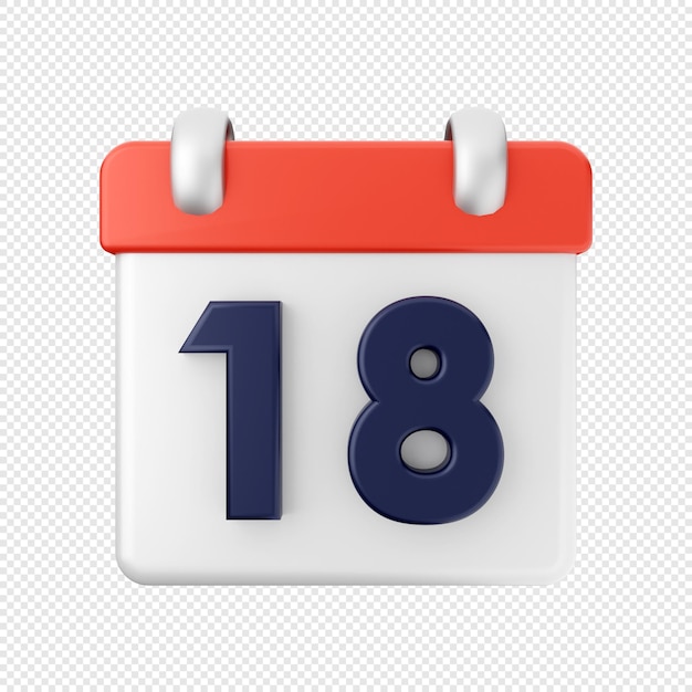 Data del calendario 3d 18 illustrazione dell'icona
