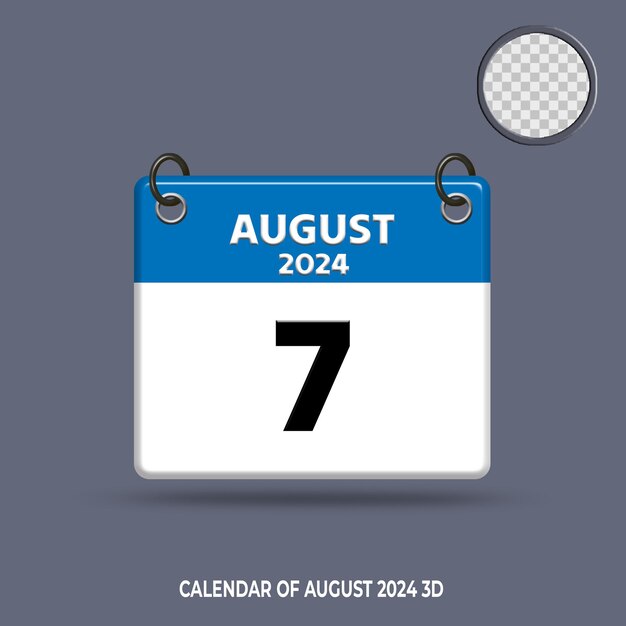 Premium PSD 3d calendar date of august 2025