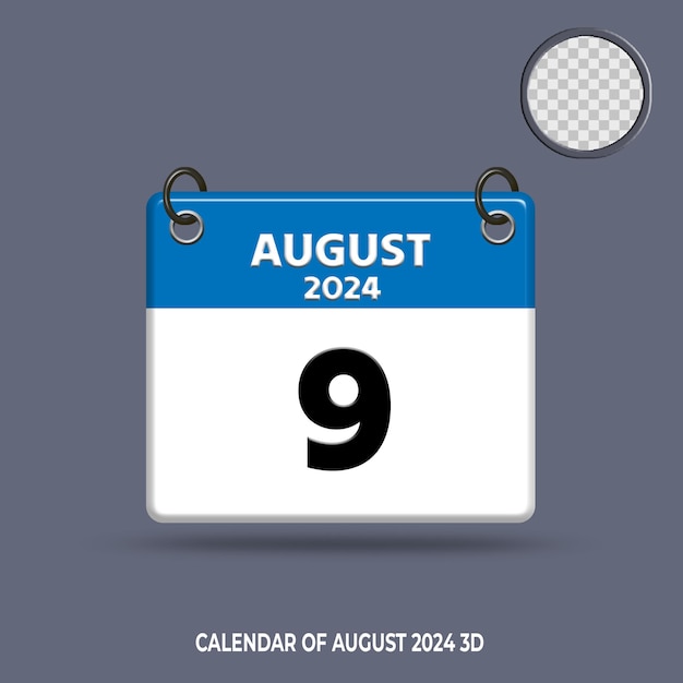 3d calendar date of august 2024