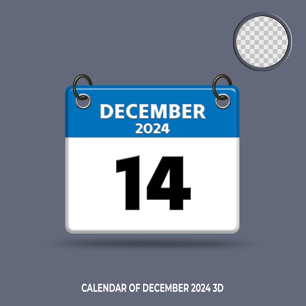 3d calendar date of december 2024