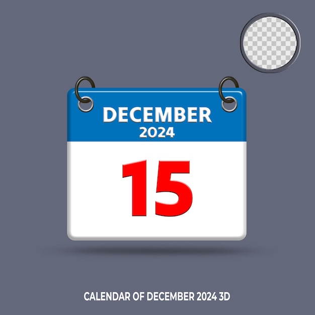 3d calendar date of december 2024