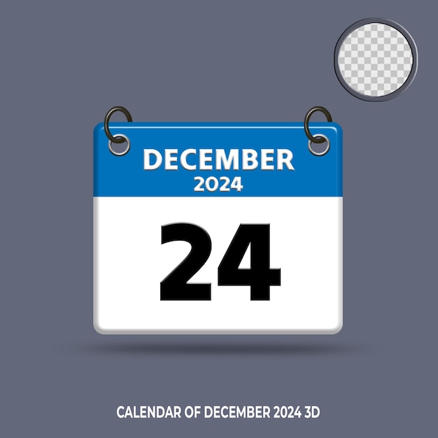 3d calendar date of december 2024