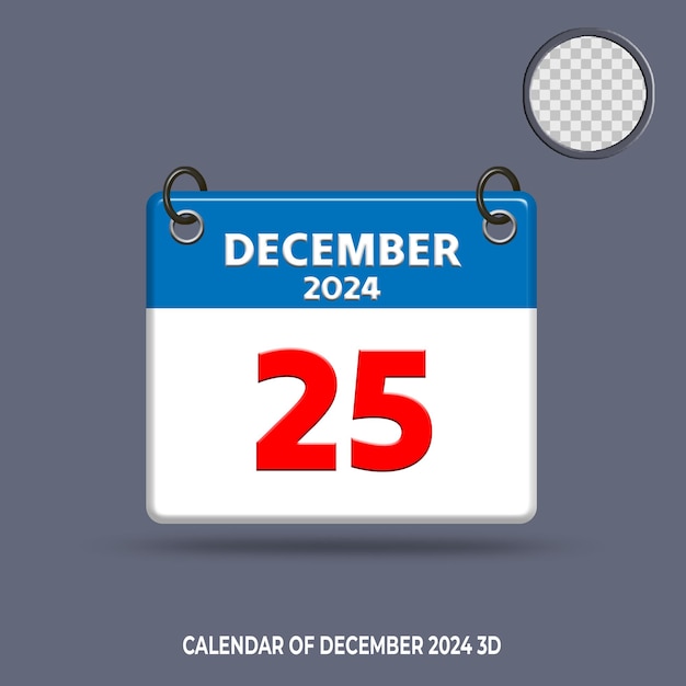 3d calendar date of december 2024