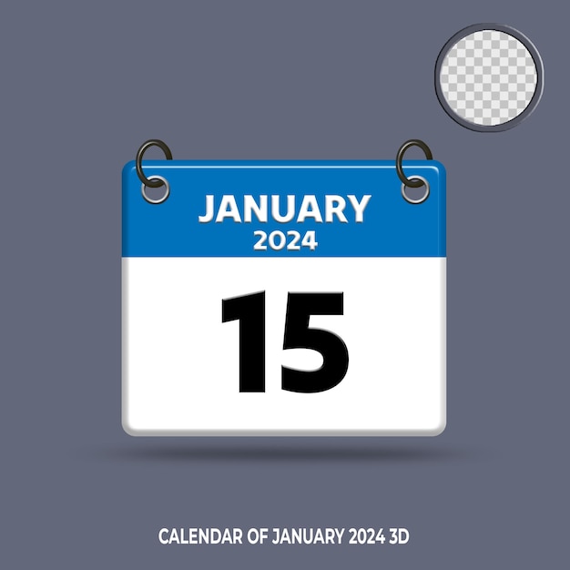 3d calendar date of january 2024