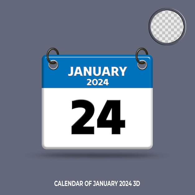 PSD 3d calendar date of january 2024