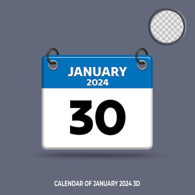 3d calendar date of january 2024