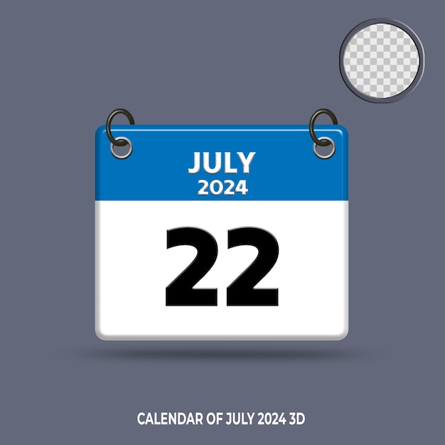 3d calendar date of july 2024